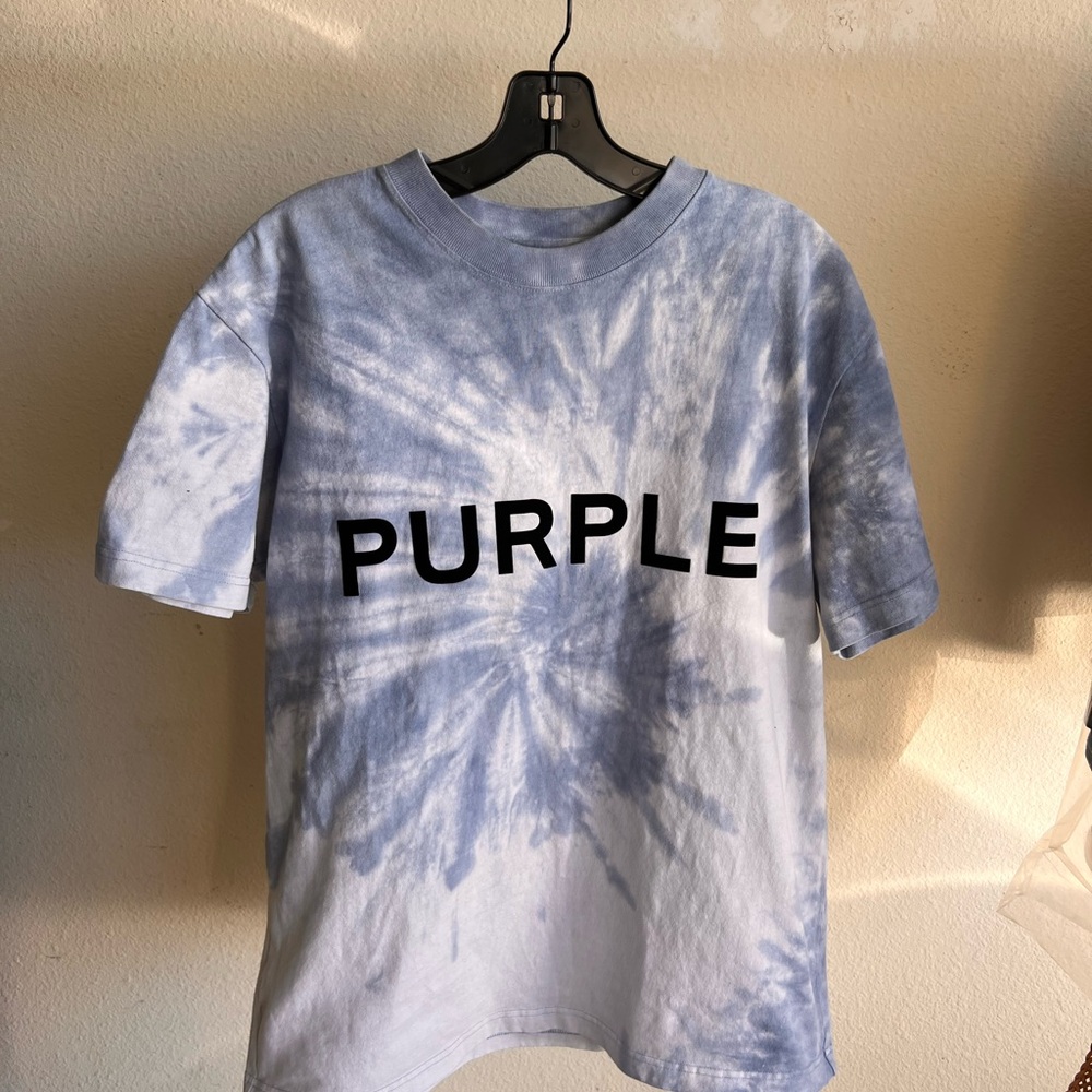 Purple brand tie die blue